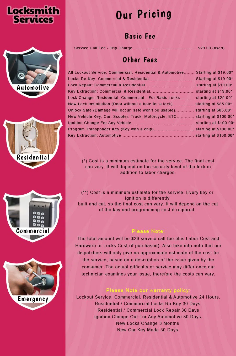 Maple Shade Township Locksmith Maple Shade Township, NJ 856-367-1914 - price-list-c-18